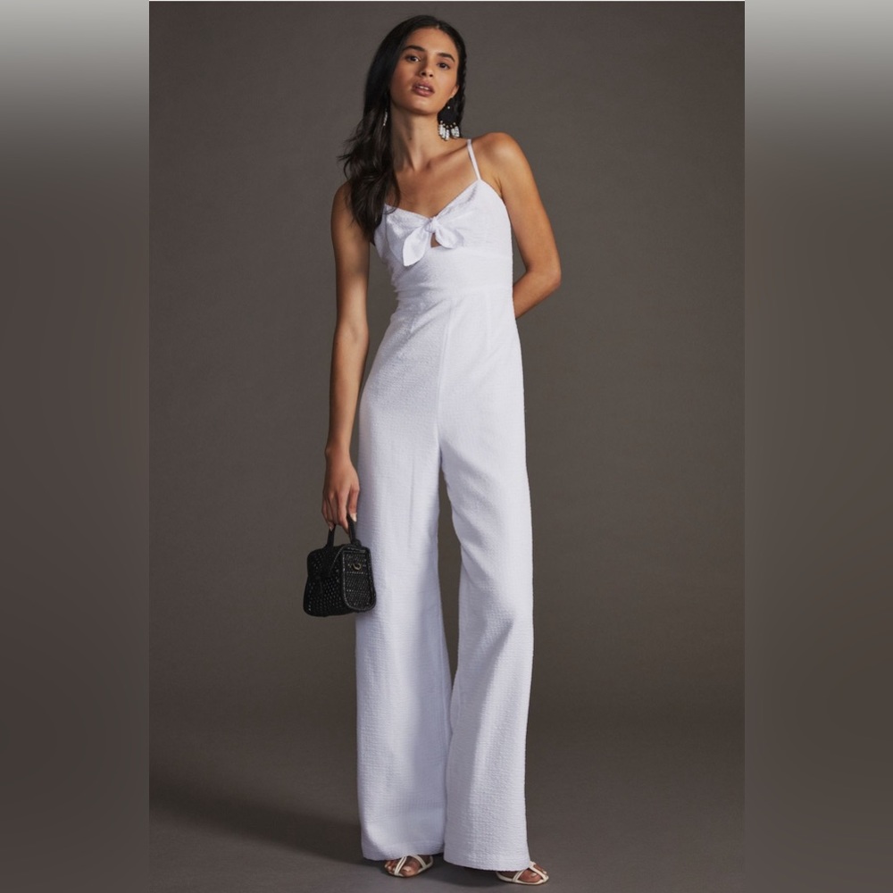 Anthropologie Hutch bow-front jumpsuit